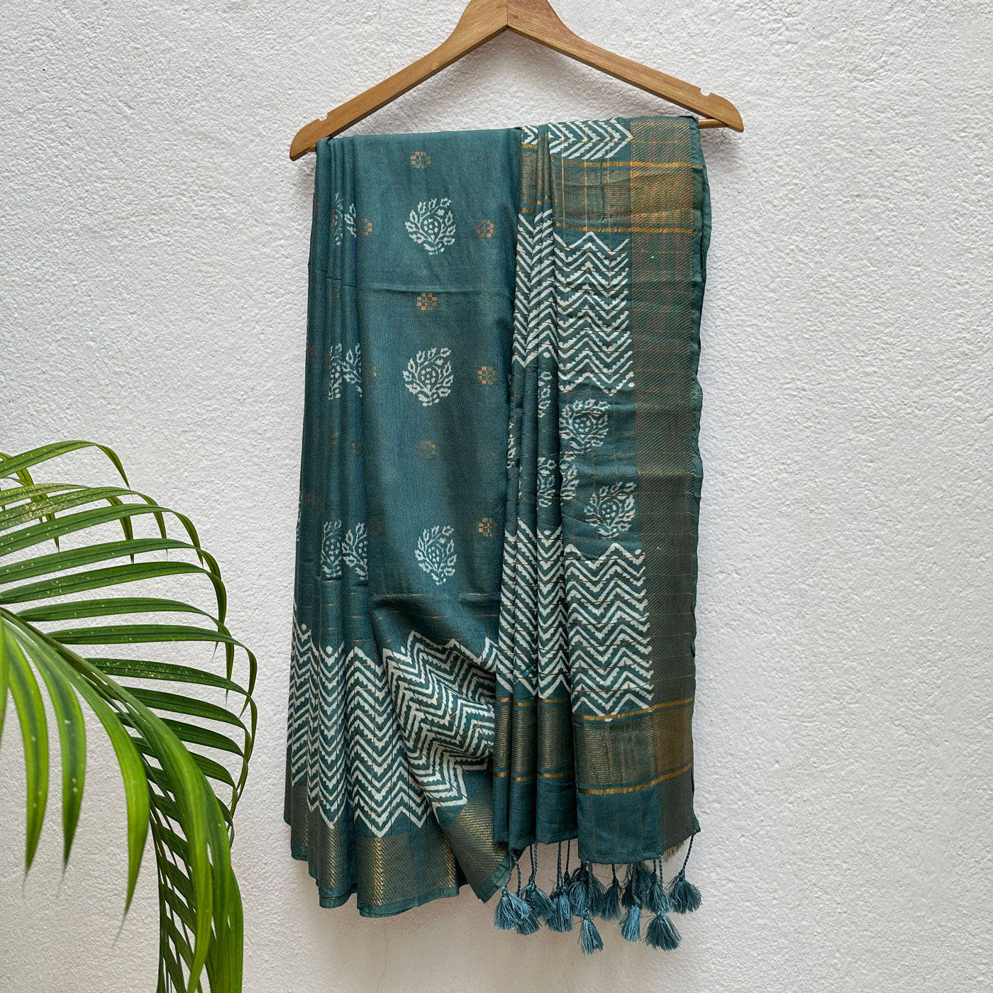 Rajnigandha Handblock Printed Cotton Silk Saree