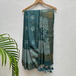 Load image into Gallery viewer, Rajnigandha Handblock Printed Cotton Silk Saree
