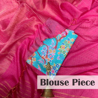 Rangeela Cotton Silk Saree with Printed Blouse