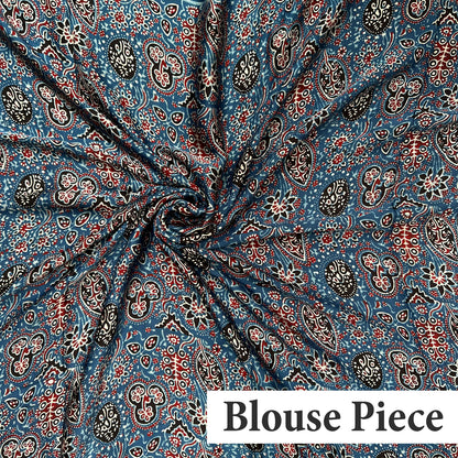 Rekha Handblock Printed Ajrakh Modal Silk Saree