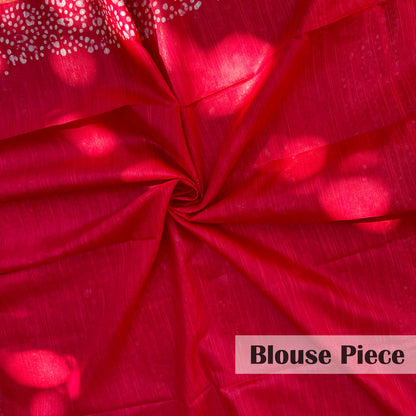 Roccoco Red Batik Cotton Silk Saree