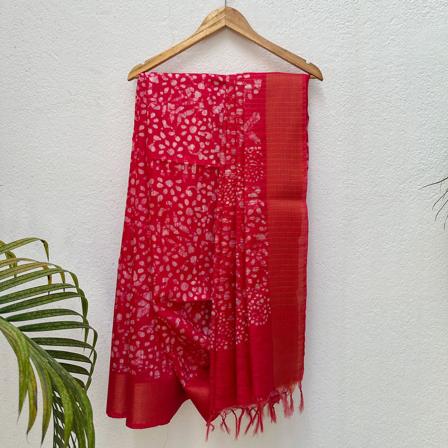 Roccoco Red Batik Cotton Silk Saree