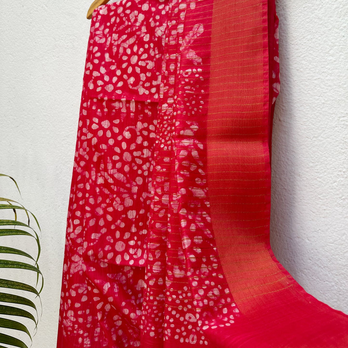 Roccoco Red Batik Cotton Silk Saree