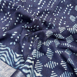 Load image into Gallery viewer, Rohini Indigo Hand Block Cotton Linen Saree

