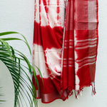 Load image into Gallery viewer, Rose Red Shibori Cotton Linen Saree
