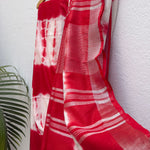 Load image into Gallery viewer, Rose Red Shibori Cotton Linen Saree
