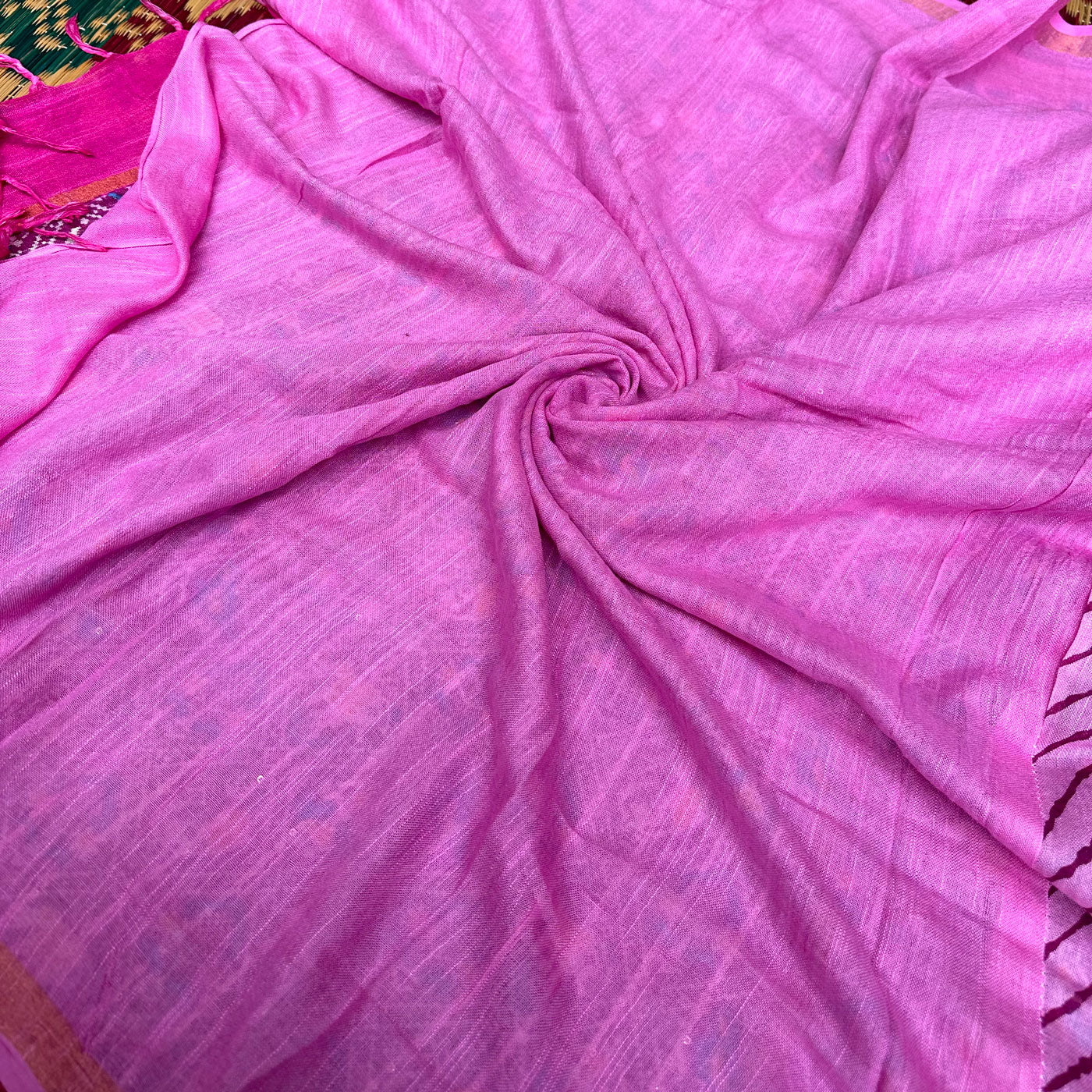 Rosebloom Leheriya Patola Organic Linen Saree
