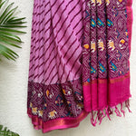 Load image into Gallery viewer, Rosebloom Leheriya Patola Organic Linen Saree
