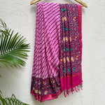 Load image into Gallery viewer, Rosebloom Leheriya Patola Organic Linen Saree
