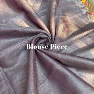 Rossette  Embroidered Zari Linen Saree