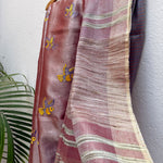 Load image into Gallery viewer, Rossette  Embroidered Zari Linen Saree

