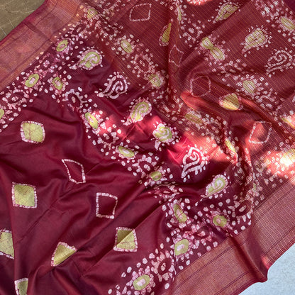 Rosewood Batik Cotton Silk Saree