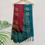 Load image into Gallery viewer, Rosewood Red Batik Cotton Silk Saree
