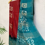 Load image into Gallery viewer, Rosewood Red Batik Cotton Silk Saree
