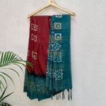 Load image into Gallery viewer, Rosewood Red Batik Cotton Silk Saree
