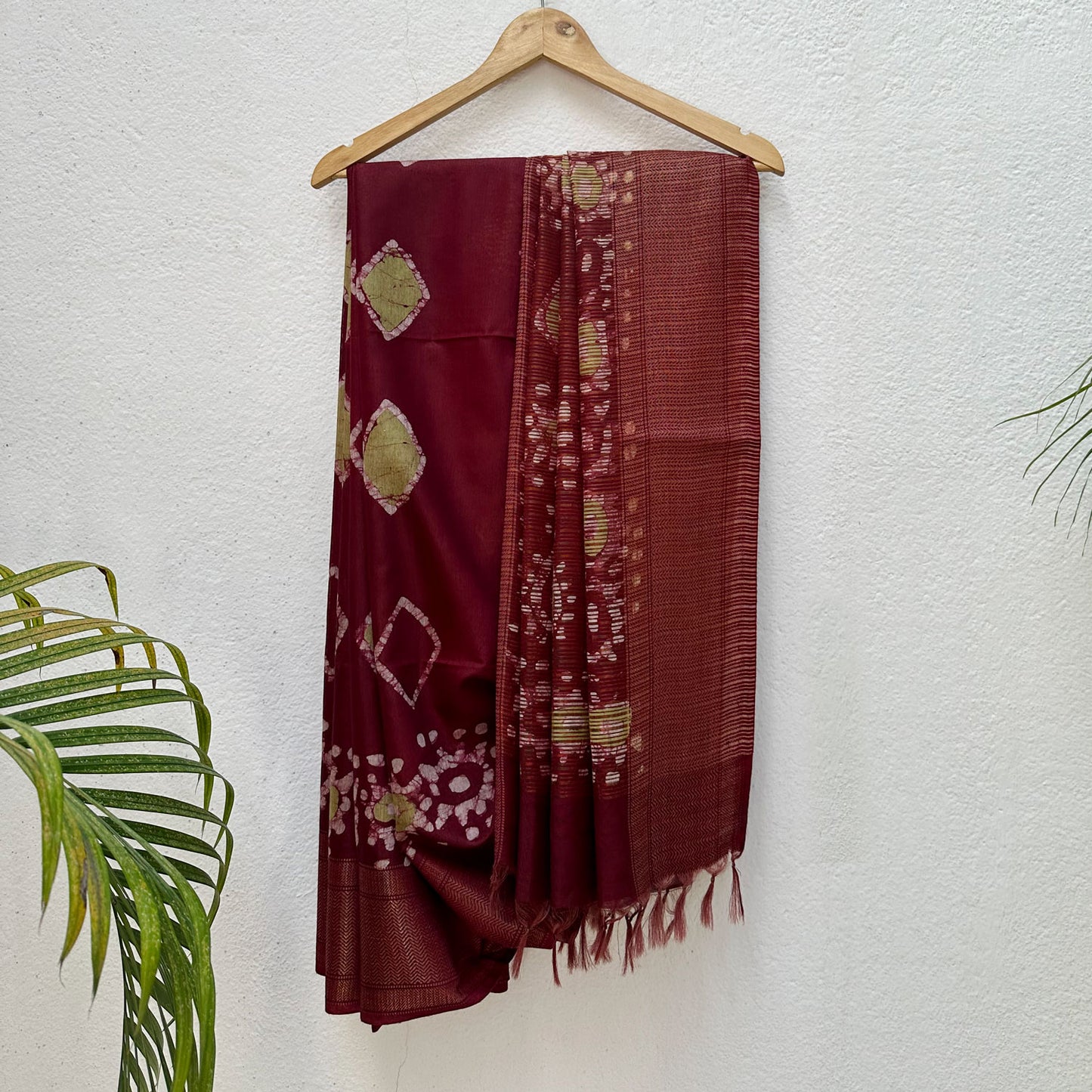Rosewood Batik Cotton Silk Saree