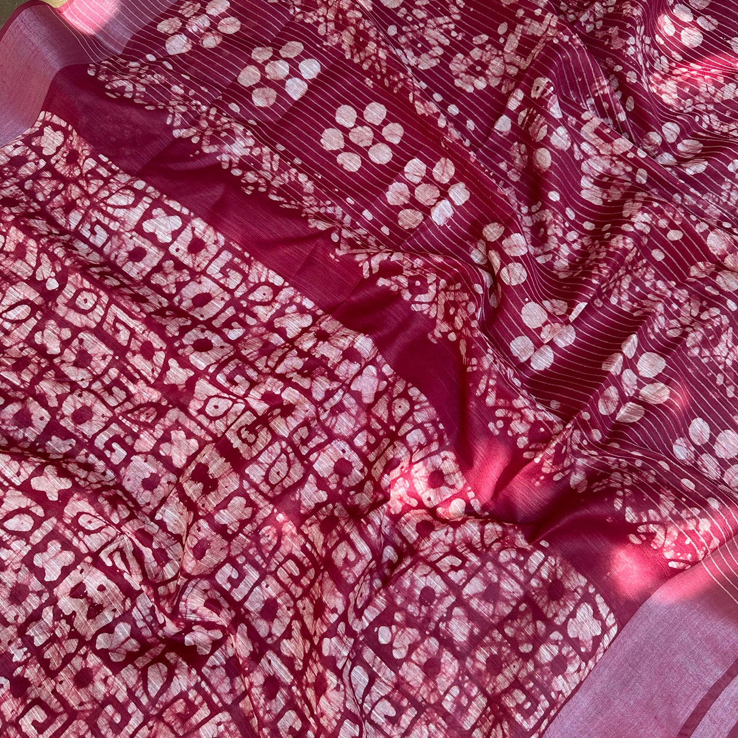 Russet Batik Cotton Silk Saree