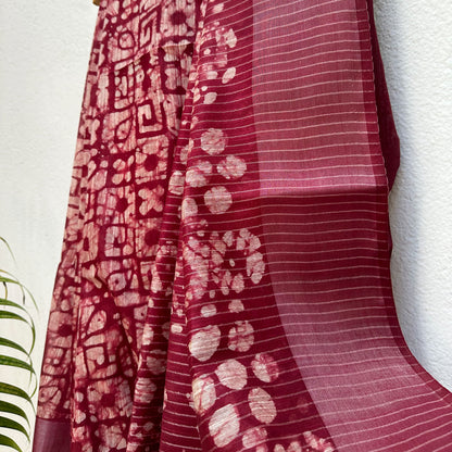 Russet Batik Cotton Silk Saree