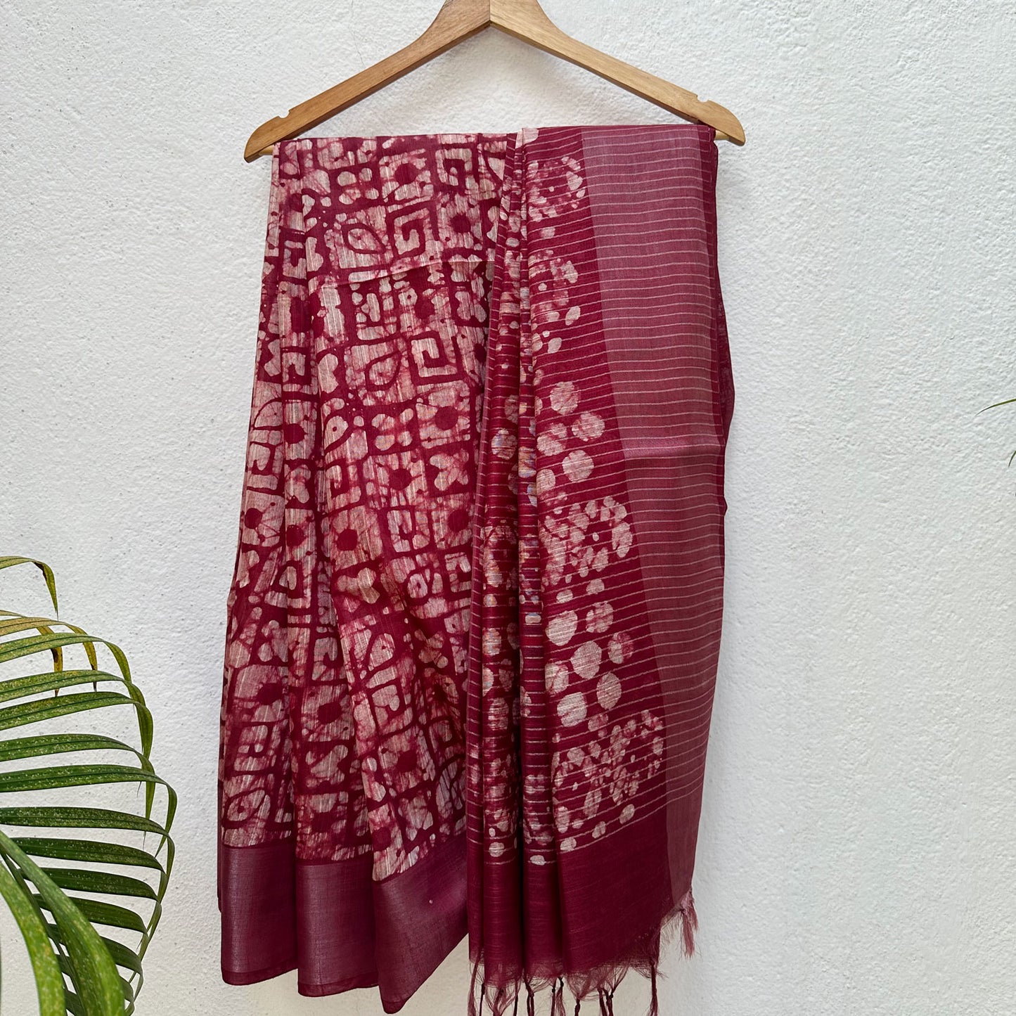 Russet Batik Cotton Silk Saree