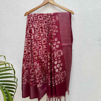 Russet Batik Cotton Silk Saree