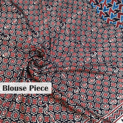 Saanjh Handblock Printed Ajrakh Modal Silk Saree