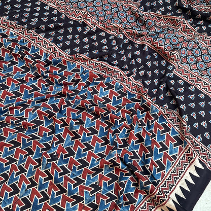 Saanjh Handblock Printed Ajrakh Modal Silk Saree
