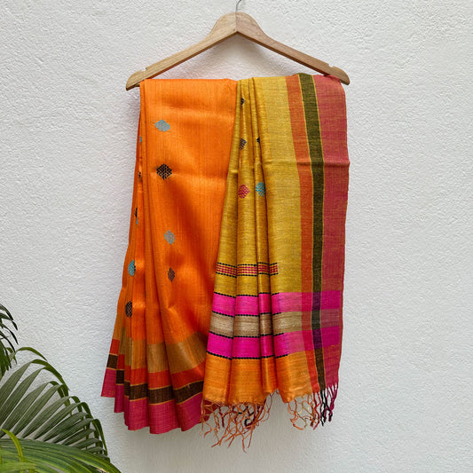 Saanjh Tarini Handwoven Tussar Dupion Silk Saree