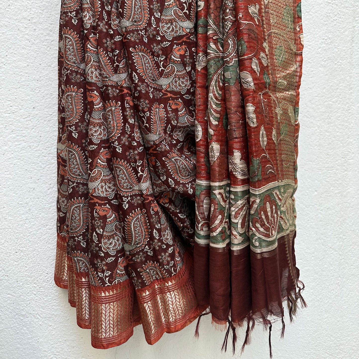 Sarangi Kalamkari Cotton Silk Printed Saree