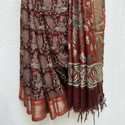 Sarangi Kalamkari Cotton Silk Printed Saree
