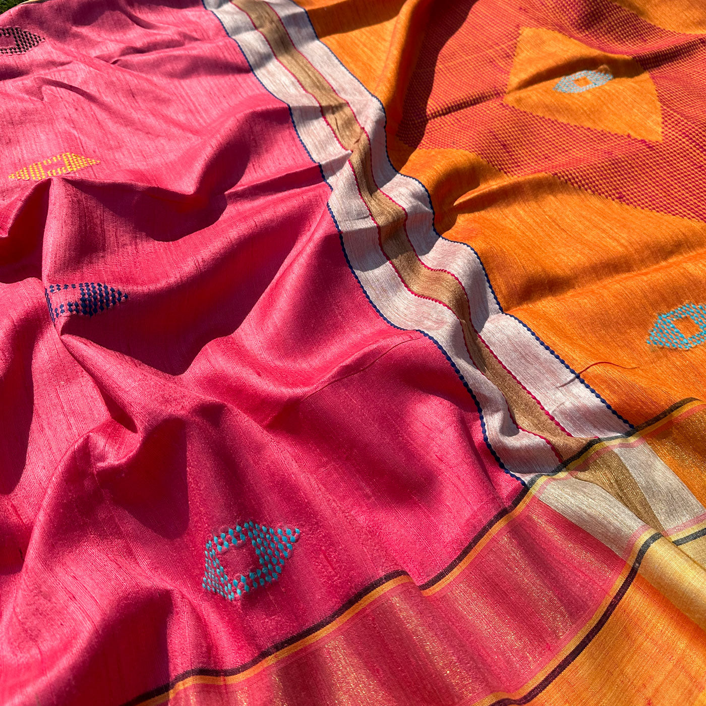 Sargam Handwoven Tussar Dupion Silk Saree