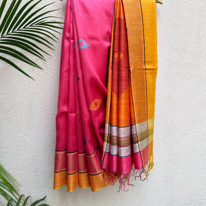 Sargam Handwoven Tussar Dupion Silk Saree