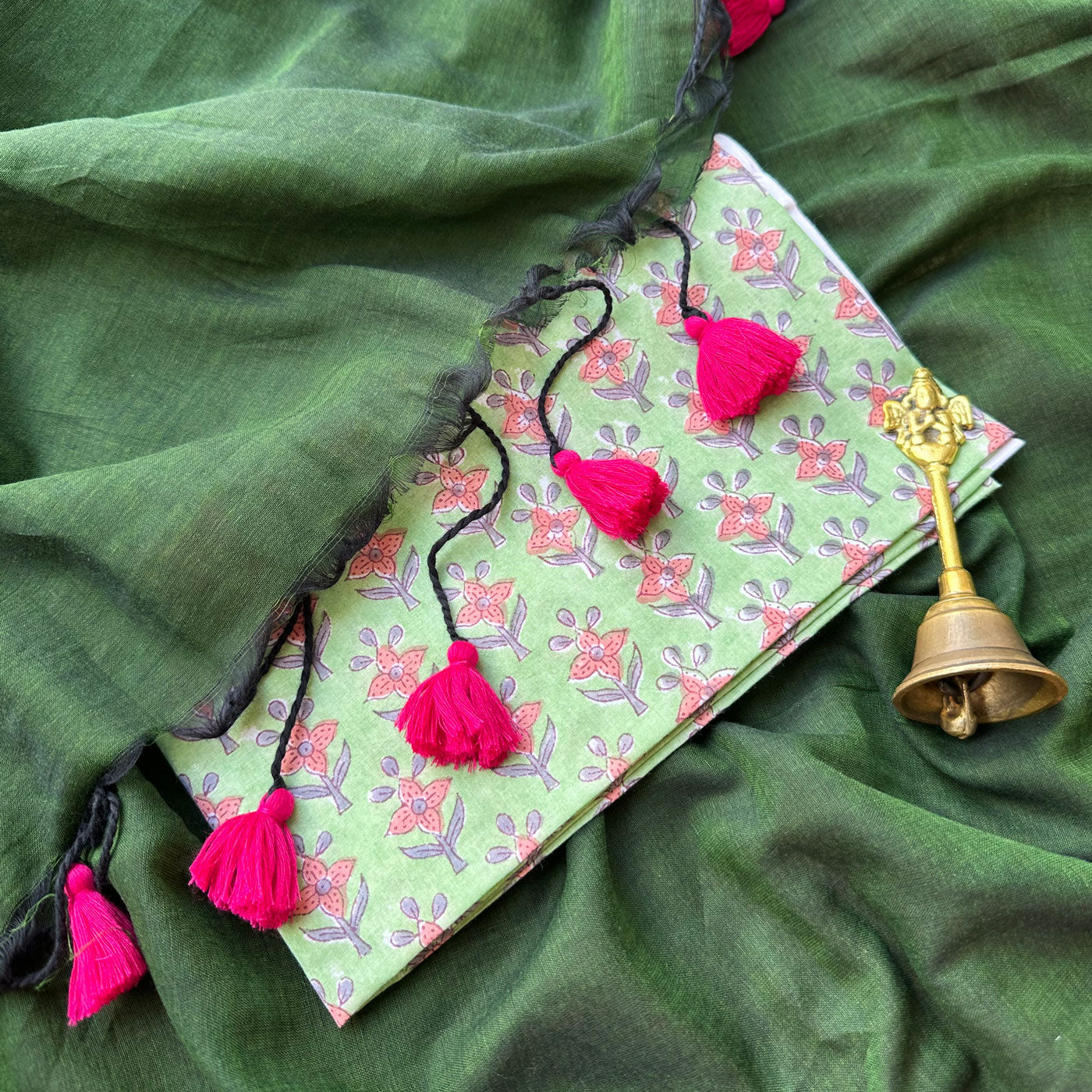 Sawan Jhoola Mul Mul Saree with Printed Blouse