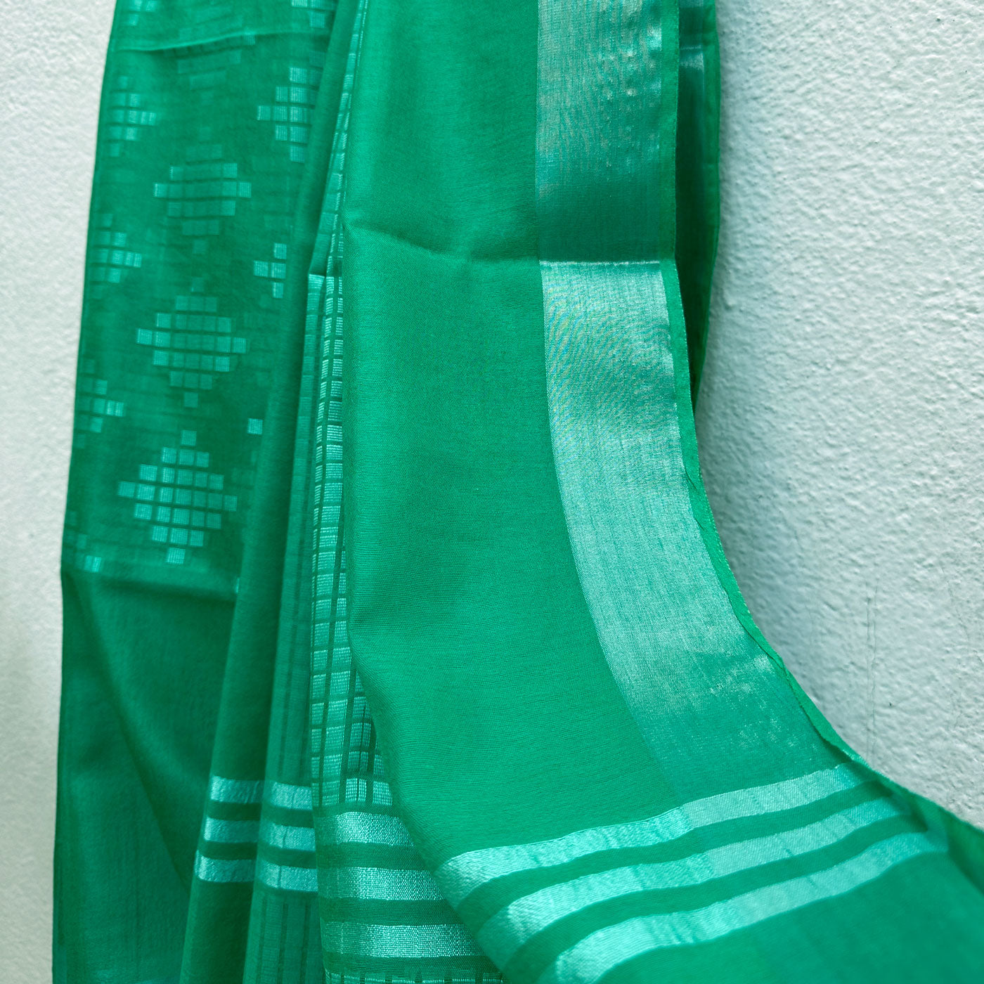 Sea Green Cotton Silk Saree