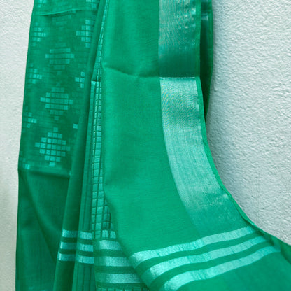 Sea Green Cotton Silk Saree