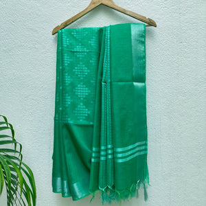 Sea Green Cotton Silk Saree