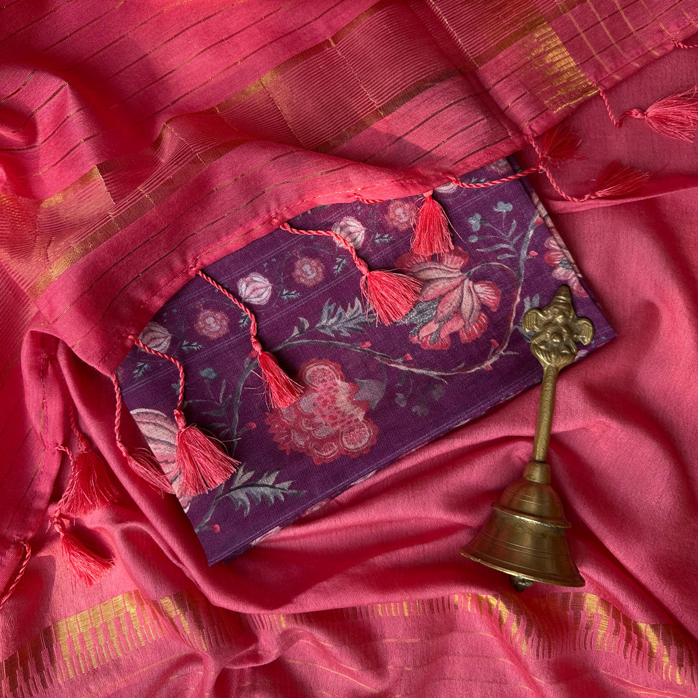 Sitaara Cotton Viscose Silk Saree with Printed Blouse