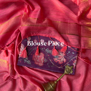 Sitaara Cotton Viscose Silk Saree with Printed Blouse