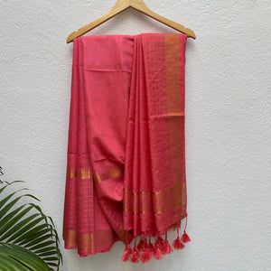 Sitaara Cotton Viscose Silk Saree with Printed Blouse