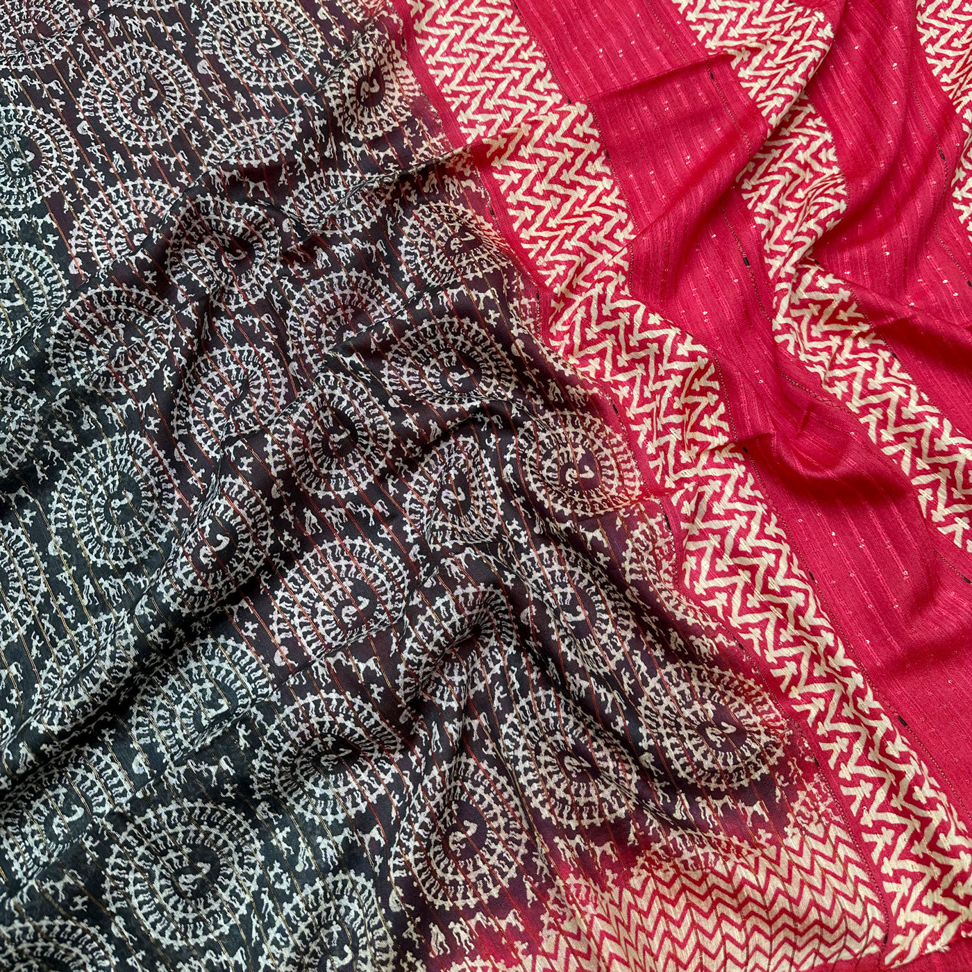 Sky Captain Cotton Viscose Sequins Silk Saree