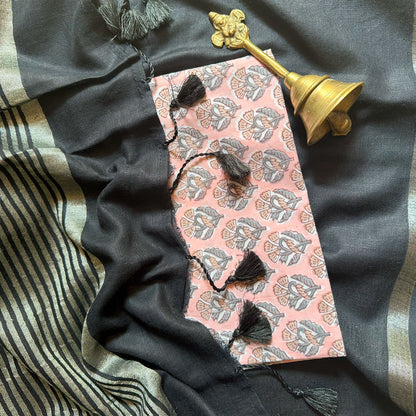 Slate Grey Cotton Saree with Printed Blouse
