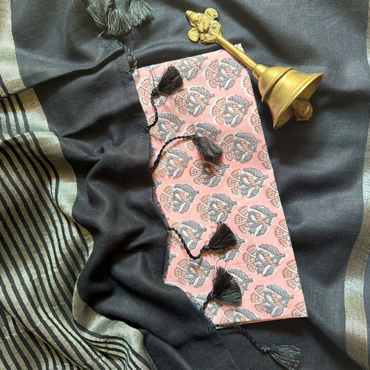 Slate Grey Cotton Saree with Printed Blouse