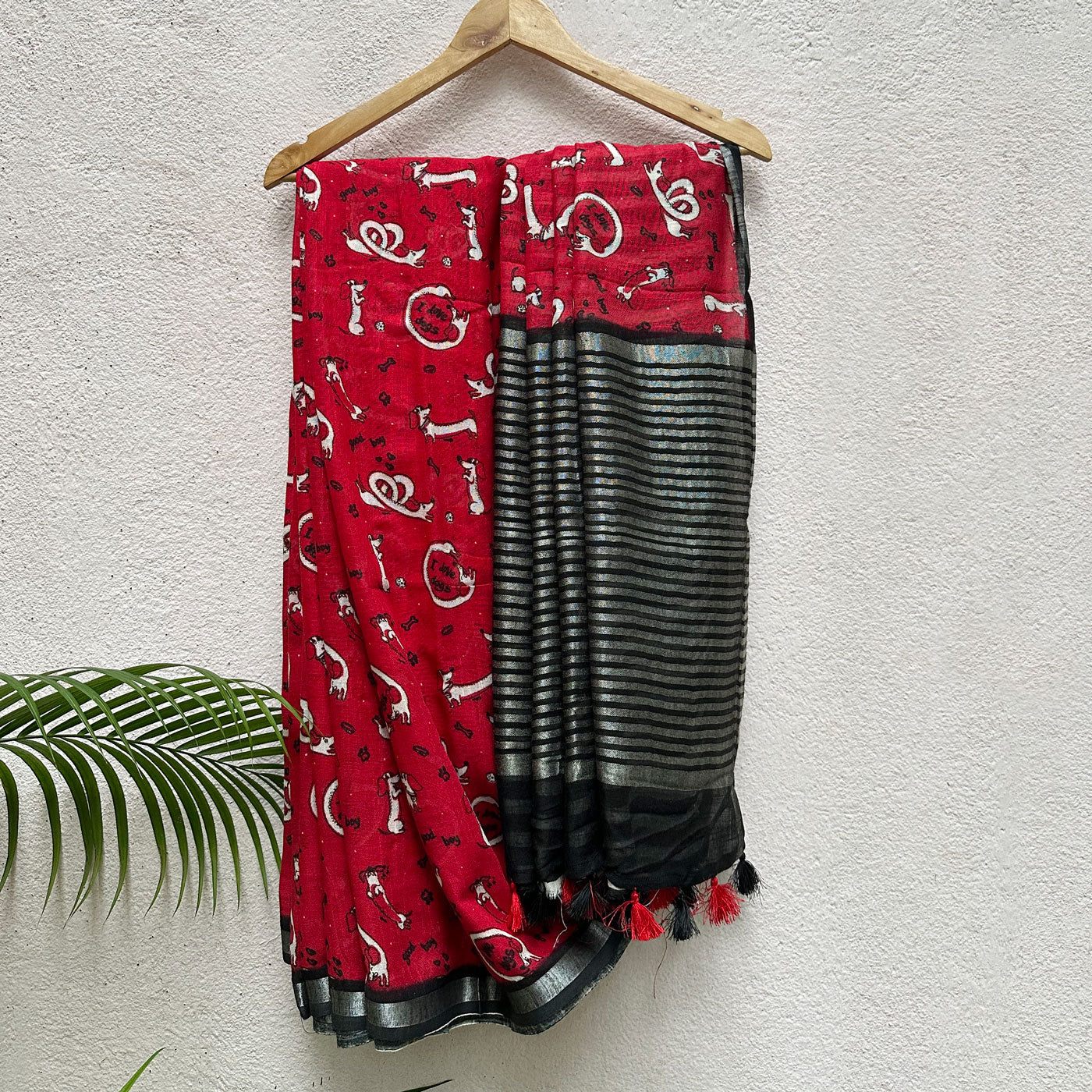 dog print cotton saree for dog lovers
