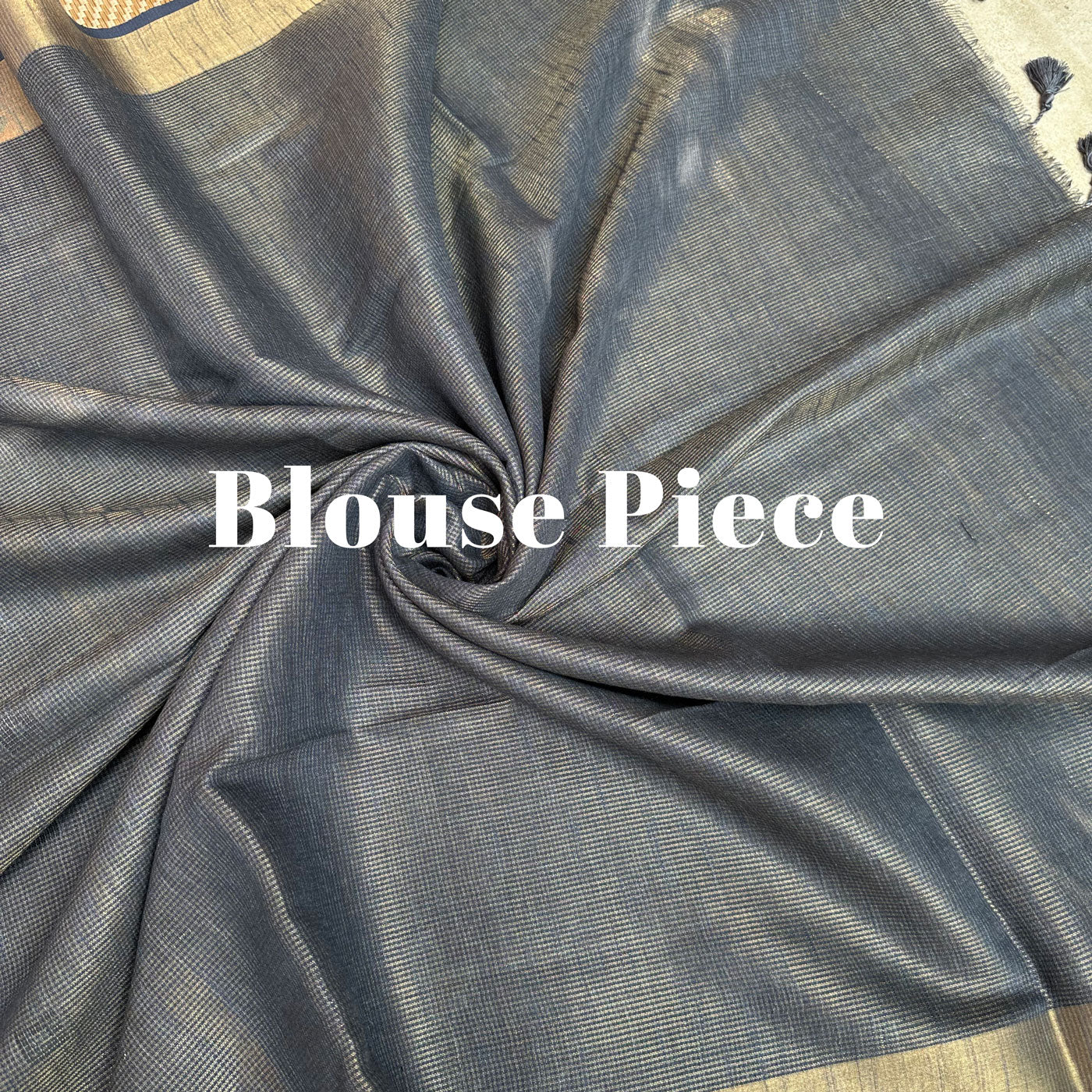 Smoke Grey Cotton Metallic Saree