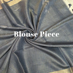 Load image into Gallery viewer, Smoke Grey Cotton Metallic Saree
