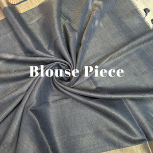 Smoke Grey Cotton Metallic Saree