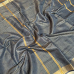 Load image into Gallery viewer, Smoke Grey Cotton Metallic Saree
