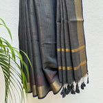 Load image into Gallery viewer, Smoke Grey Cotton Metallic Saree
