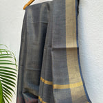 Load image into Gallery viewer, Smoke Grey Cotton Metallic Saree
