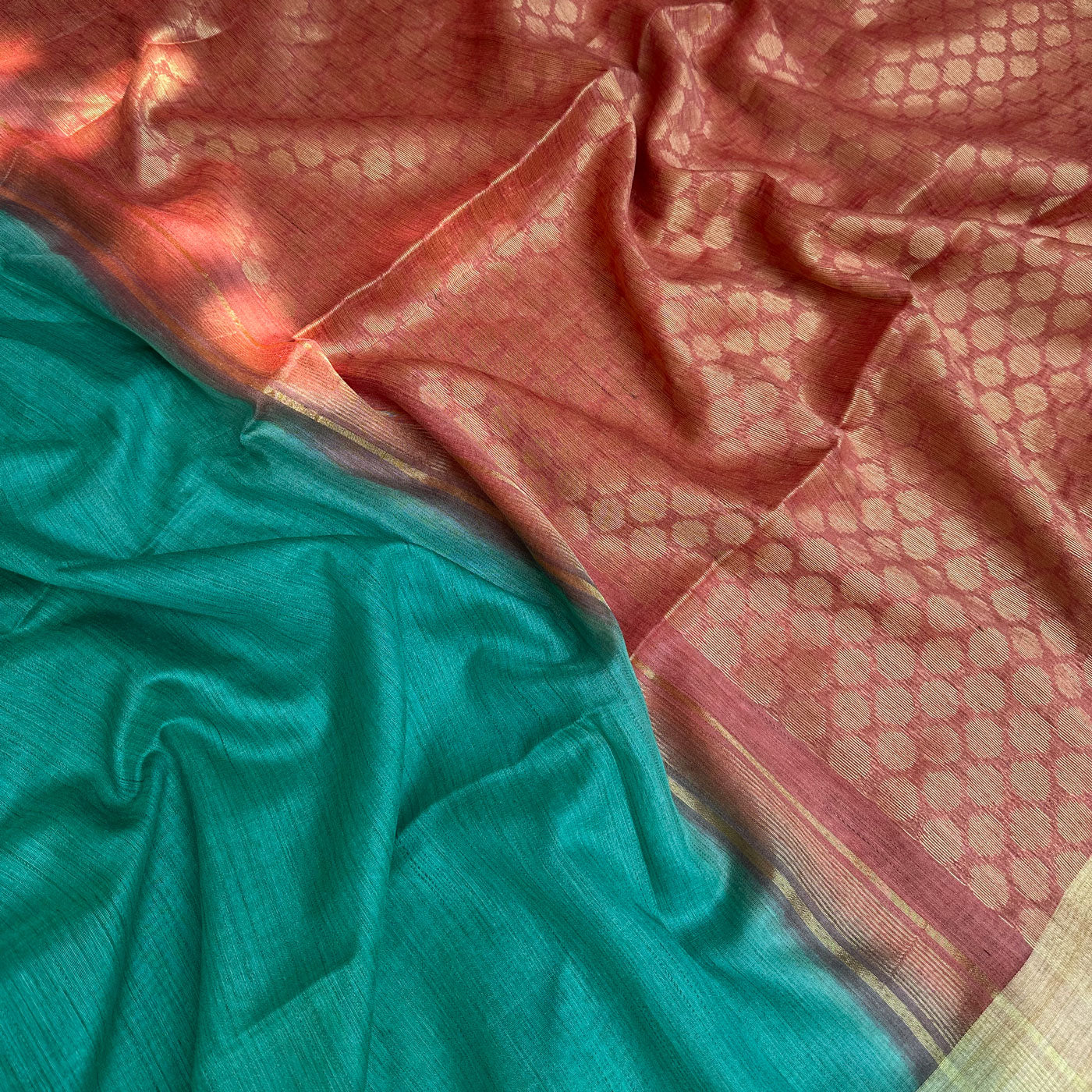 Smoke Pine Cotton Bamboo Silk Saree