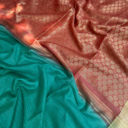 Smoke Pine Cotton Bamboo Silk Saree